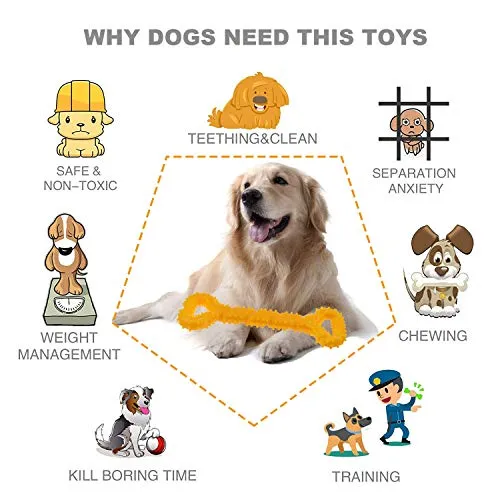 LECHONG Juguetes para masticar para perros de 13 pulgadas, forma de hueso, juguetes para perros extra grandes con diseño convexo, juguete fuerte para masticadores agresivos, limpieza de dientes para perros medianos y grandes