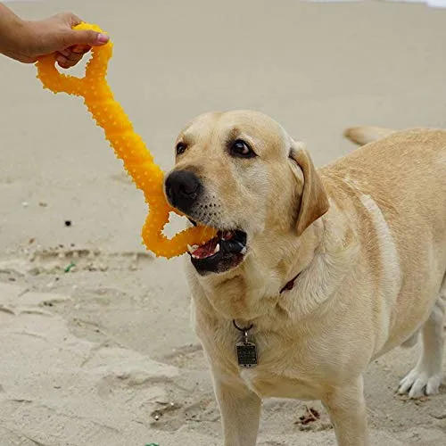 LECHONG Juguetes para masticar para perros de 13 pulgadas, forma de hueso, juguetes para perros extra grandes con diseño convexo, juguete fuerte para masticadores agresivos, limpieza de dientes para perros medianos y grandes