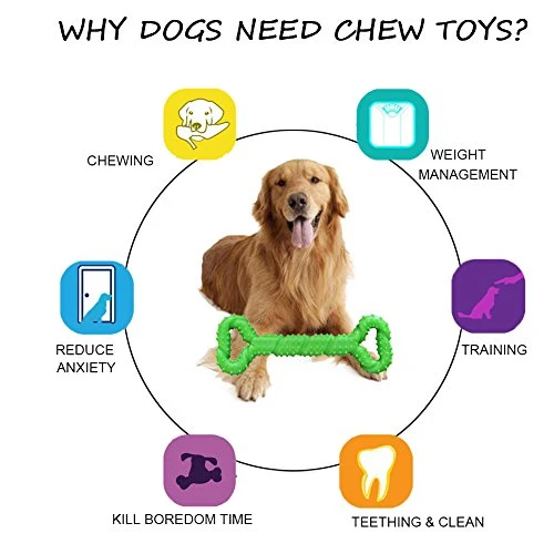 LECHONG Juguetes para masticar para perros de 13 pulgadas, forma de hueso, juguetes para perros extra grandes con diseño convexo, juguete fuerte para masticadores agresivos, limpieza de dientes para perros medianos y grandes