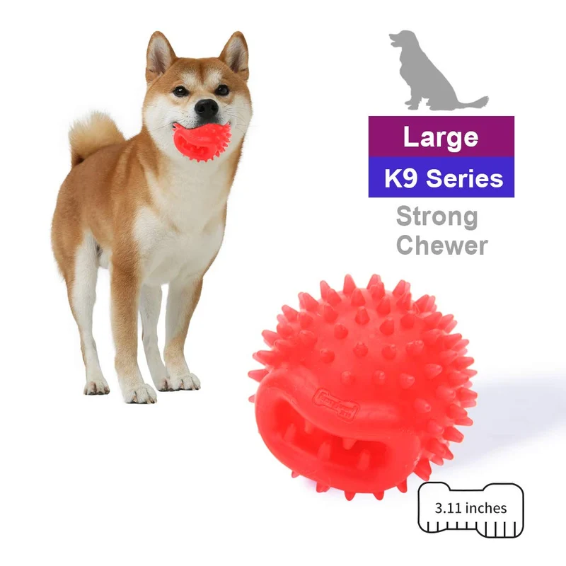 EETOYS K9 Max Juguetes para perros duraderos para masticadores agresivos, reemplazo de por vida garantizado, no tóxico, de goma TPE, dispensador de golosinas, bola para perros pequeños y medianos