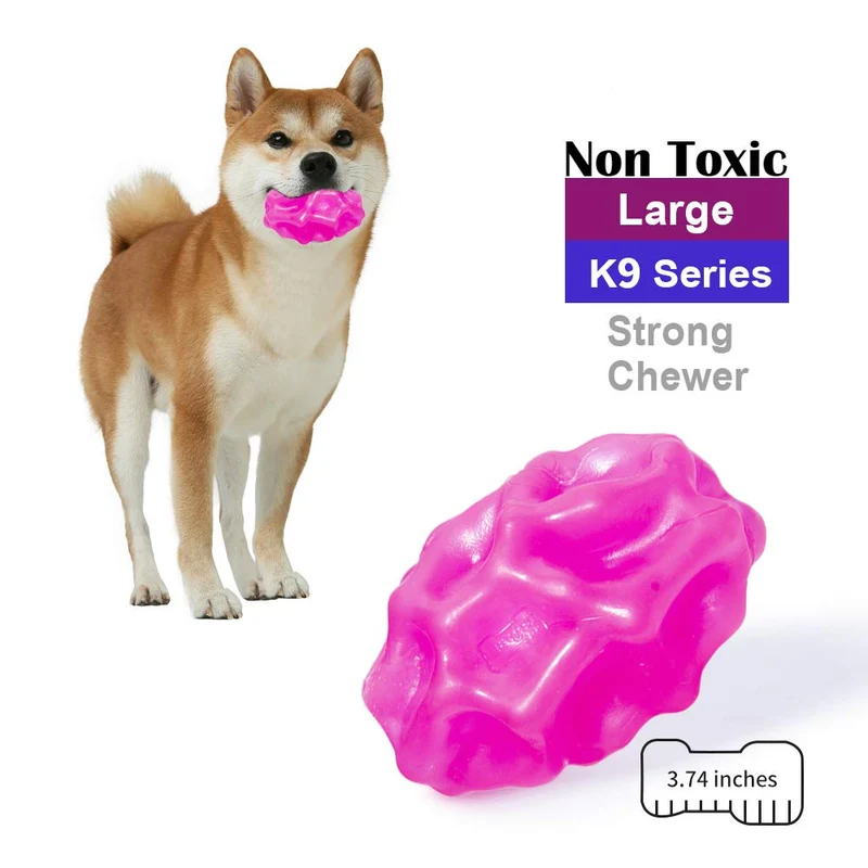 EETOYS K9 Max Juguetes para perros duraderos para masticadores agresivos, reemplazo de por vida garantizado, no tóxico, de goma TPE, dispensador de golosinas, bola para perros pequeños y medianos