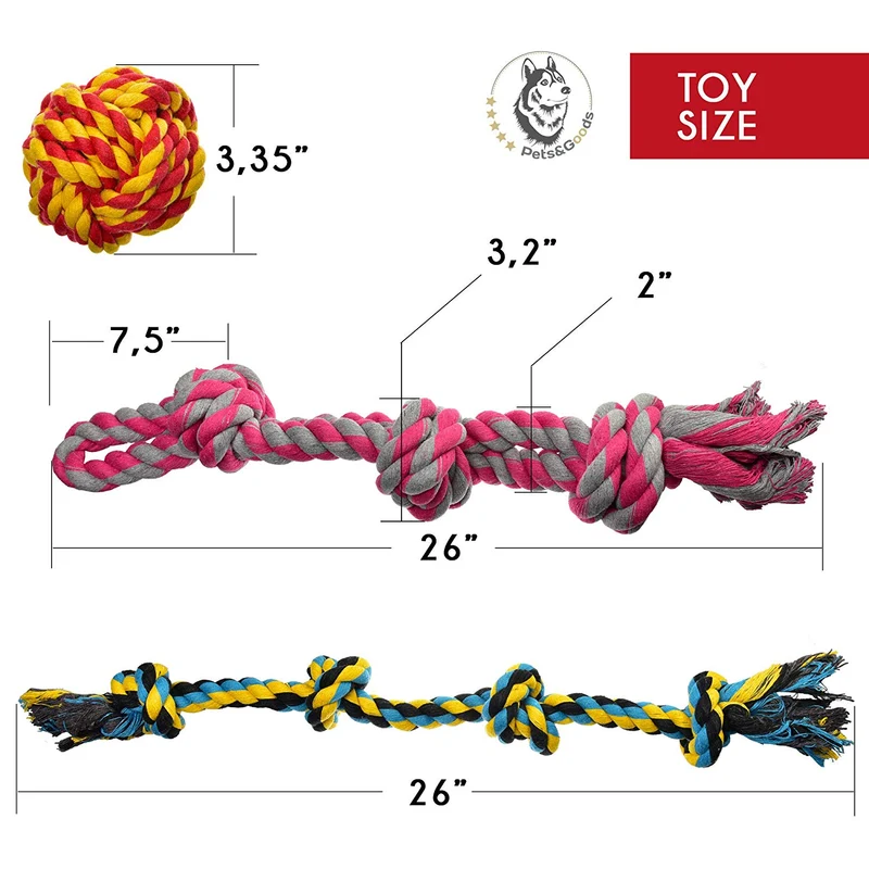 Dog Toys for Aggressive Chewers - Large Dog Toys - 3 Nearly Indestructible Chewing Ropes - Durable Heavy Duty Dental Chew Toys for Big Dogs - Dog Rope Chew Toys - Tug of War Dog Toy - Tough Dog Toys