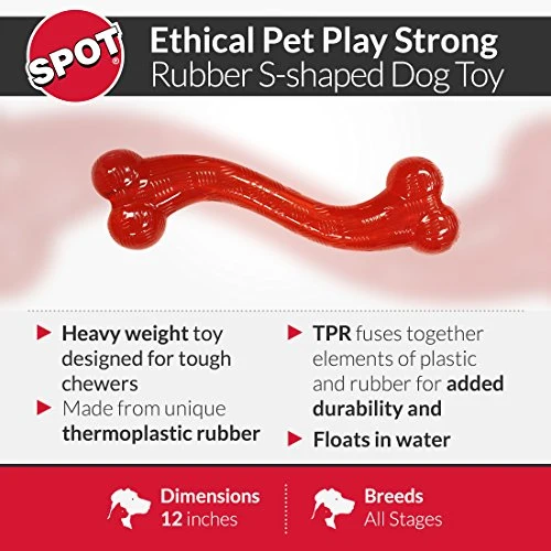 Ethical Pets SPOT Play Strong S" Bone | Juguetes para perros para masticadores agresivos | Juguete para masticar perros | Juguetes para perros indestructibles
