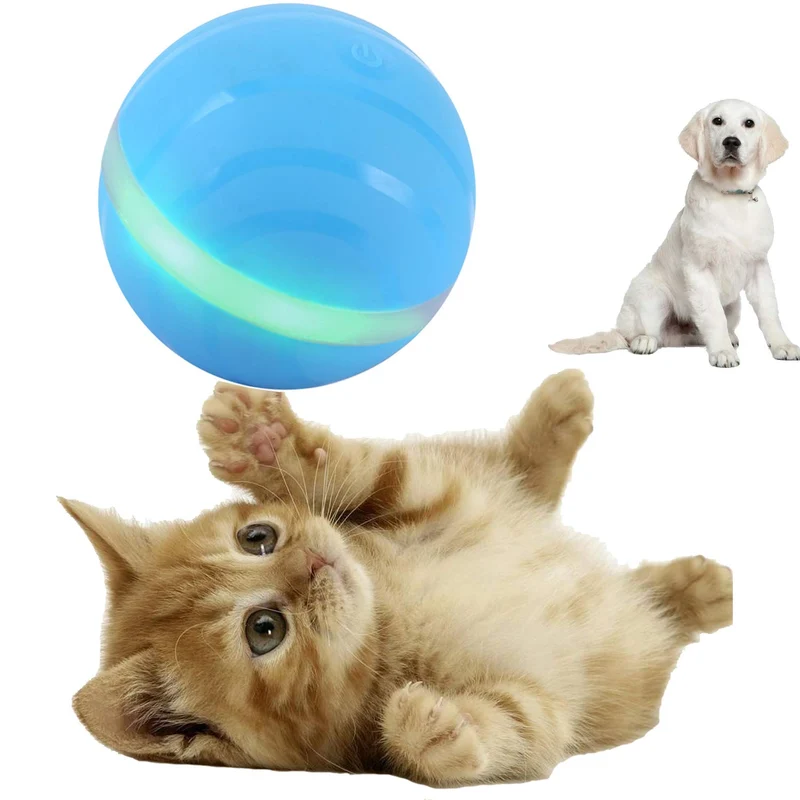Ritatsar Pelota de juguete interactiva actualizada para perro gato, sensor de gravedad integrado, recargable por USB, giro automático de 360 grados, luces LED RGB, resistente al agua, duradero, de goma inteligente, juguete para perseguir