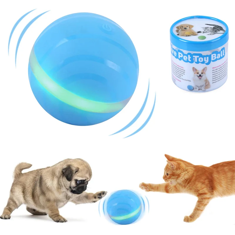 Ritatsar Pelota de juguete interactiva actualizada para perro gato, sensor de gravedad integrado, recargable por USB, giro automático de 360 grados, luces LED RGB, resistente al agua, duradero, de goma inteligente, juguete para perseguir