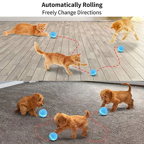 Ritatsar Pelota de juguete interactiva actualizada para perro gato, sensor de gravedad integrado, recargable por USB, giro automático de 360 grados, luces LED RGB, resistente al agua, duradero, de goma inteligente, juguete para perseguir