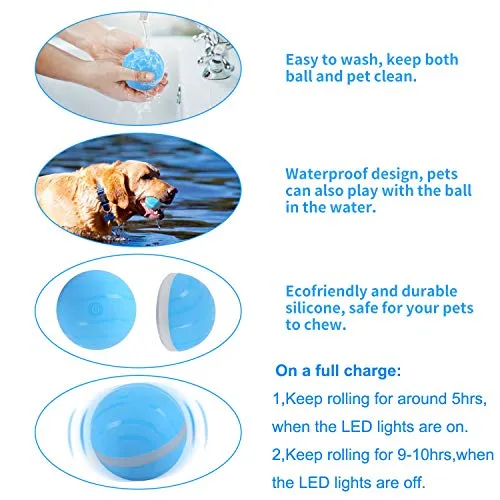 Ritatsar Pelota de juguete interactiva actualizada para perro gato, sensor de gravedad integrado, recargable por USB, giro automático de 360 grados, luces LED RGB, resistente al agua, duradero, de goma inteligente, juguete para perseguir