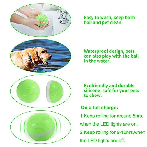Ritatsar Pelota de juguete interactiva actualizada para perro gato, sensor de gravedad integrado, recargable por USB, giro automático de 360 grados, luces LED RGB, resistente al agua, duradero, de goma inteligente, juguete para perseguir