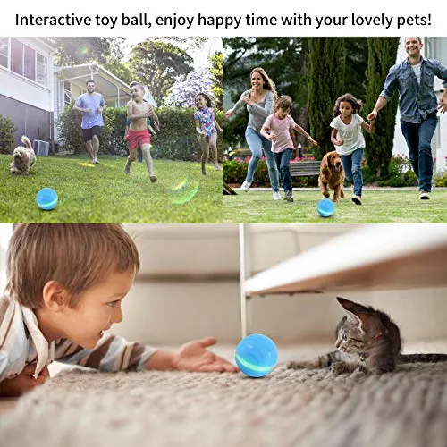Ritatsar Pelota de juguete interactiva actualizada para perro gato, sensor de gravedad integrado, recargable por USB, giro automático de 360 grados, luces LED RGB, resistente al agua, duradero, de goma inteligente, juguete para perseguir