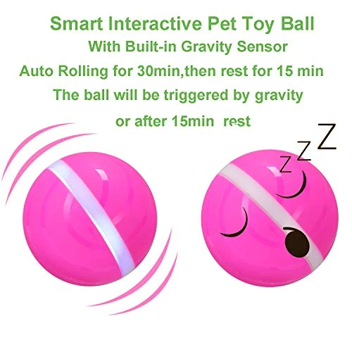 Ritatsar Pelota de juguete interactiva actualizada para perro gato, sensor de gravedad integrado, recargable por USB, giro automático de 360 grados, luces LED RGB, resistente al agua, duradero, de goma inteligente, juguete para perseguir