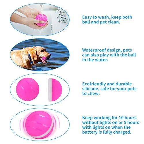 Ritatsar Pelota de juguete interactiva actualizada para perro gato, sensor de gravedad integrado, recargable por USB, giro automático de 360 grados, luces LED RGB, resistente al agua, duradero, de goma inteligente, juguete para perseguir