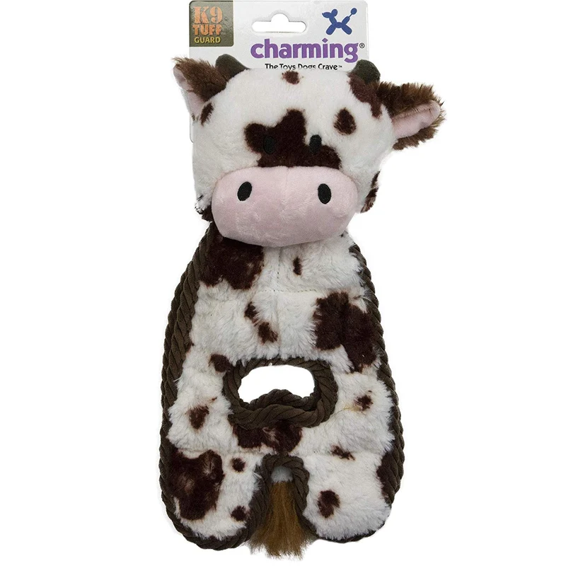 Charming Pet Cuddle Tugs Plush Dog Toy - Tough and Durable Interactive Soft Animal Squeaky Tug Toy