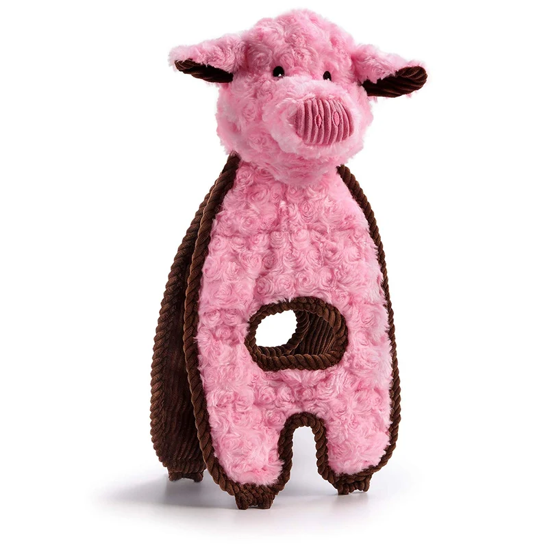 Charming Pet Cuddle Tugs Plush Dog Toy - Tough and Durable Interactive Soft Animal Squeaky Tug Toy