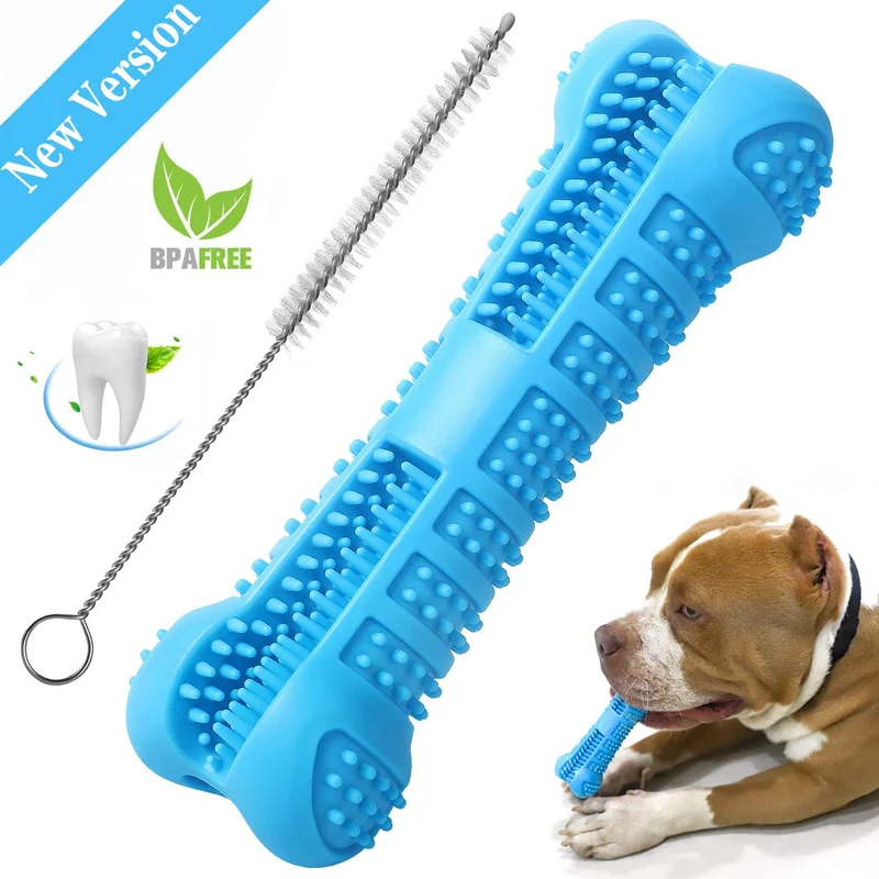 Chooseen Cepillo de dientes para perro, juguete para masticar para perros, resistente a las mordidas, cuidado dental eficaz, limpieza de dientes, color azul, para perros pequeños y medianos