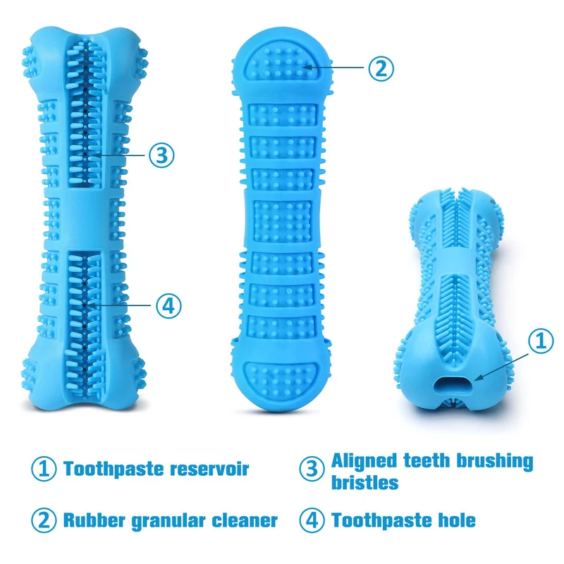 Chooseen Cepillo de dientes para perro, juguete para masticar para perros, resistente a las mordidas, cuidado dental eficaz, limpieza de dientes, color azul, para perros pequeños y medianos