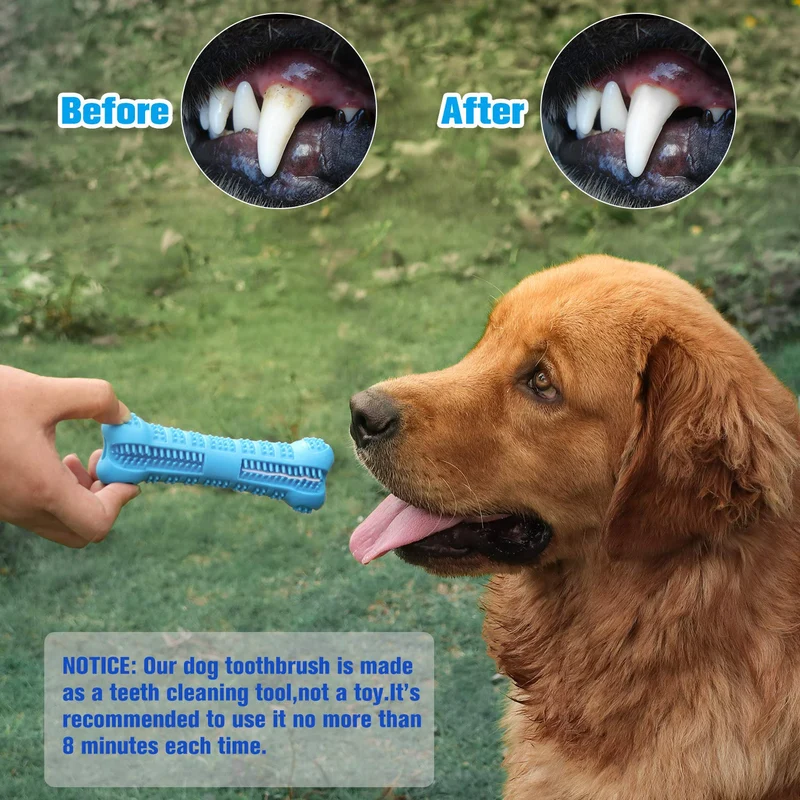 Chooseen Cepillo de dientes para perro, juguete para masticar para perros, resistente a las mordidas, cuidado dental eficaz, limpieza de dientes, color azul, para perros pequeños y medianos