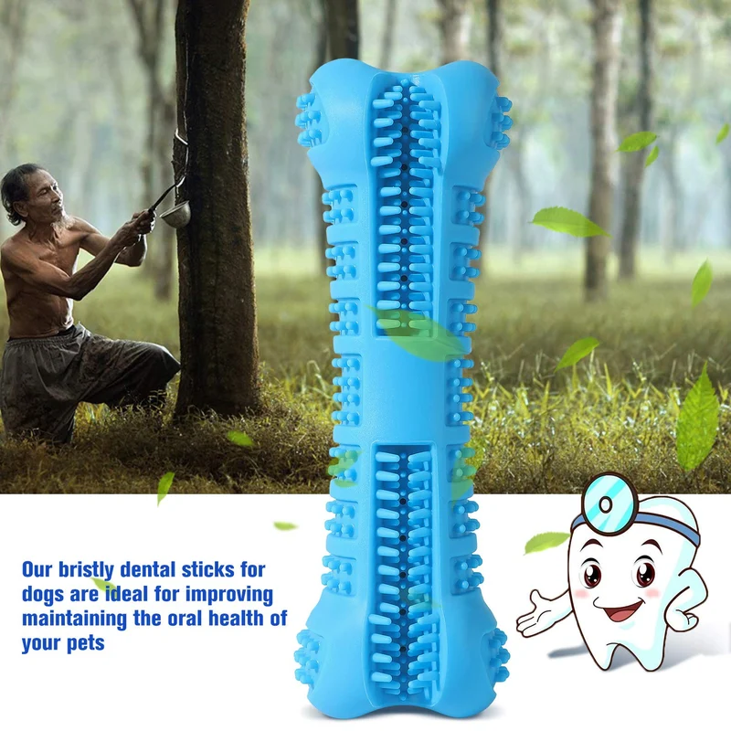 Chooseen Cepillo de dientes para perro, juguete para masticar para perros, resistente a las mordidas, cuidado dental eficaz, limpieza de dientes, color azul, para perros pequeños y medianos
