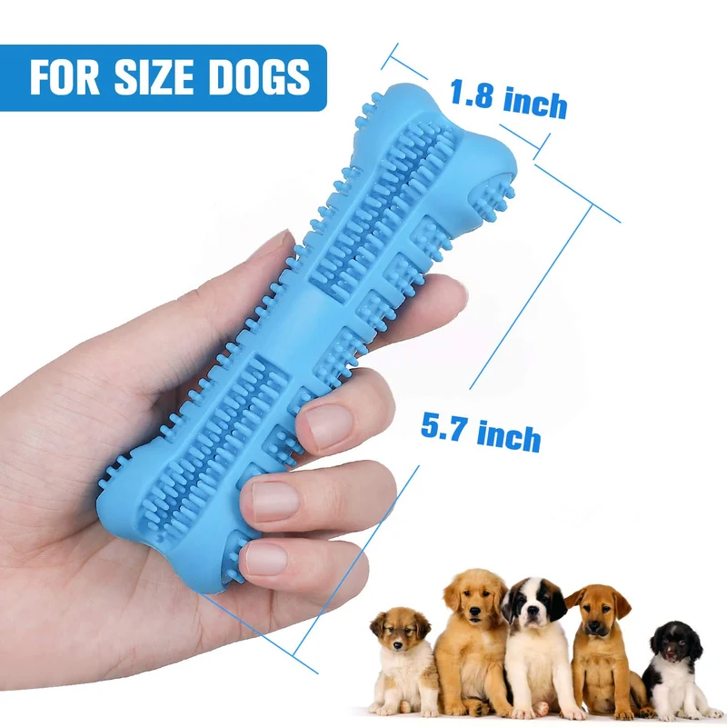 Chooseen Cepillo de dientes para perro, juguete para masticar para perros, resistente a las mordidas, cuidado dental eficaz, limpieza de dientes, color azul, para perros pequeños y medianos
