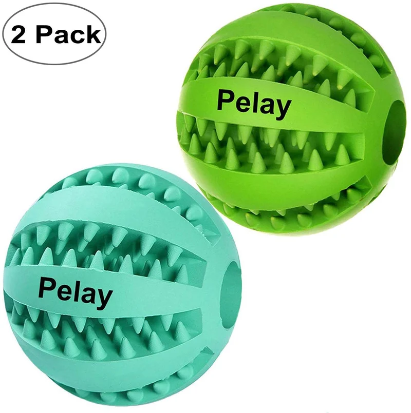 dingtai Juguete Pelota para perros diente limpieza Dog Toy bolas para Pet Pack de 2 NO Tóxico goma suave silicona