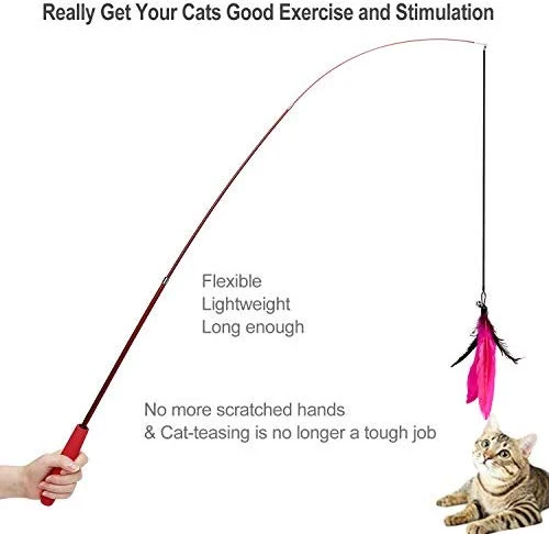 Juguete para gatos retráctil, 12 paquetes interactivos de plumas de gato, 9 recambios surtidos con campana para gato, gatito
