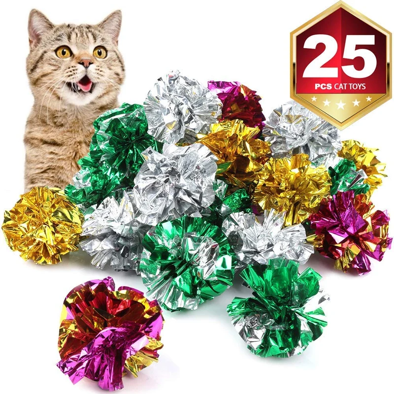 bestsupplier 25 Pack Pliegue bolas Cat juguetes – Original Mylar Pliegue bolas juguetes