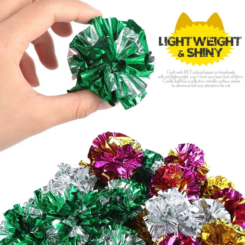 bestsupplier 25 Pack Pliegue bolas Cat juguetes – Original Mylar Pliegue bolas juguetes