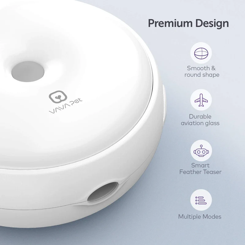 VAVA - Juguete interactivo de plumas para gatos, electrónico, para gatos, con cambio automático de dirección, estimula al azar las lentes de los gatos e instintos con plumas de Turquía (batería AA incluida)