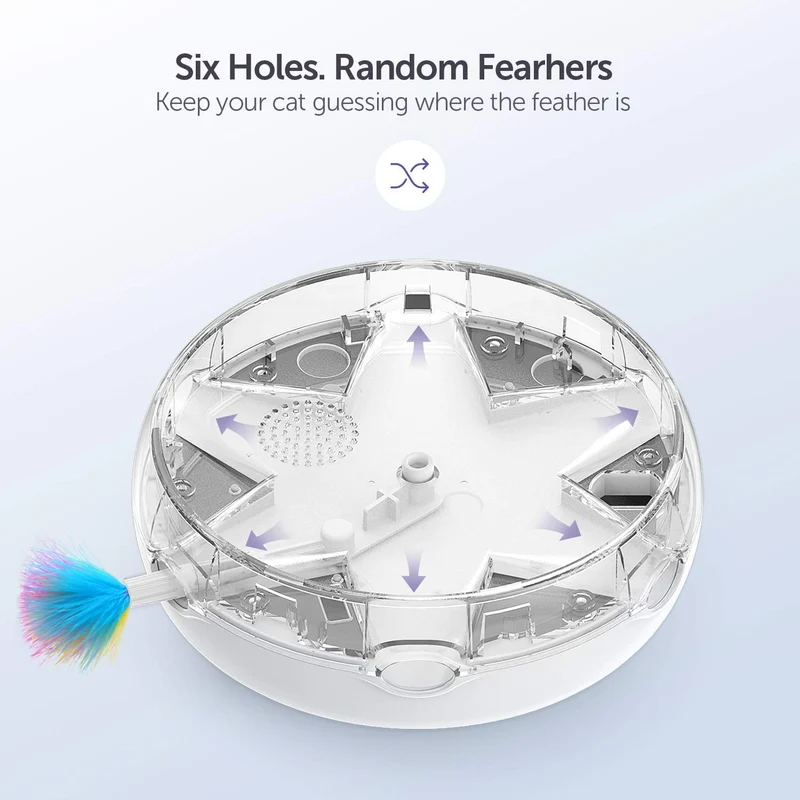 VAVA - Juguete interactivo de plumas para gatos, electrónico, para gatos, con cambio automático de dirección, estimula al azar las lentes de los gatos e instintos con plumas de Turquía (batería AA incluida)