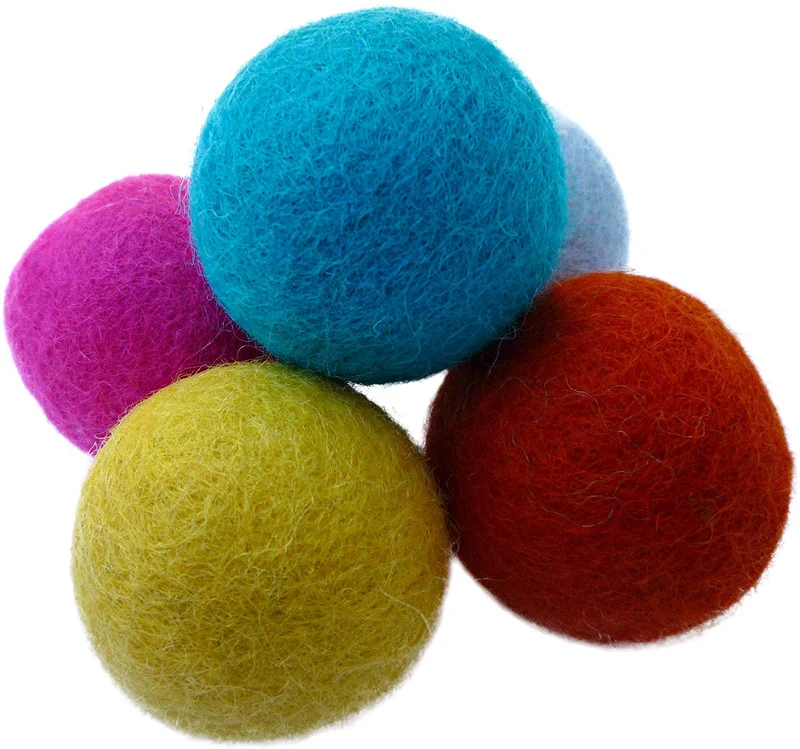 Earthtone Solutions pelotas de fieltro de lana para gatos y gatitos, divertidas, adorables, coloridas, suaves, silenciosas, de fieltro, hechas a mano, naturales, perfectas para amantes de los gatos, suministros de manualidades