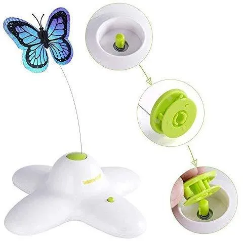 All for Paws Interactive Cat Butterfly Toy with Two Replacement Spinner Butterflies Toy