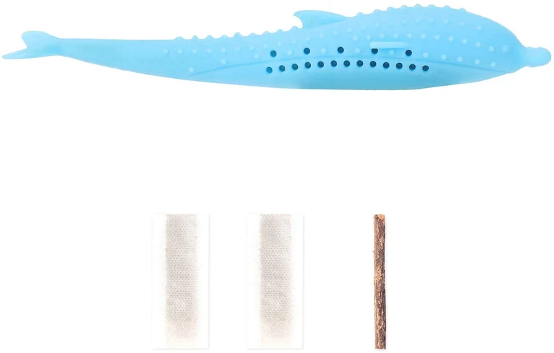Slopehill Cat Catnip Toy, nuevo cepillo de dientes interactivo actualizado para gato, juguete para masticar, rellenable Catnip Fish Teaser, Matatabi Silvervine, limpiar en el lavavajillas