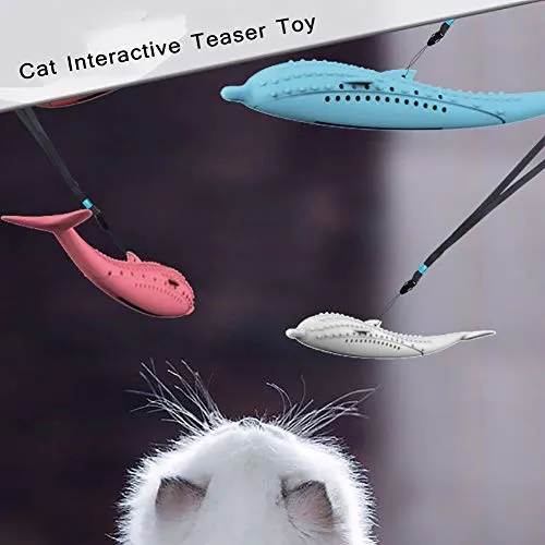 Slopehill Cat Catnip Toy, nuevo cepillo de dientes interactivo actualizado para gato, juguete para masticar, rellenable Catnip Fish Teaser, Matatabi Silvervine, limpiar en el lavavajillas