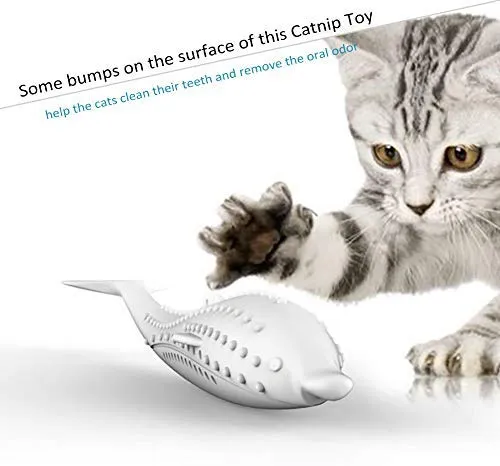 Slopehill Cat Catnip Toy, nuevo cepillo de dientes interactivo actualizado para gato, juguete para masticar, rellenable Catnip Fish Teaser, Matatabi Silvervine, limpiar en el lavavajillas