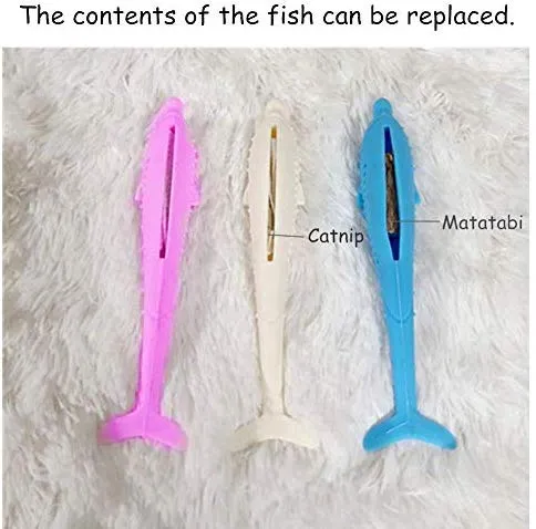 Slopehill Cat Catnip Toy, nuevo cepillo de dientes interactivo actualizado para gato, juguete para masticar, rellenable Catnip Fish Teaser, Matatabi Silvervine, limpiar en el lavavajillas