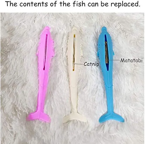Slopehill Cat Catnip Toy, nuevo cepillo de dientes interactivo actualizado para gato, juguete para masticar, rellenable Catnip Fish Teaser, Matatabi Silvervine, limpiar en el lavavajillas