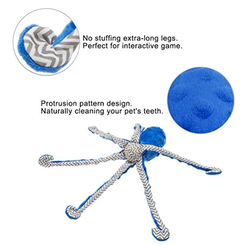 Expawlorer - Juguete de peluche para perros y gatos de tamaño pequeño a mediano, diseño de pulpo, 16.9 in
