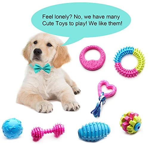 SZKOKUHO - Juego de 17 juguetes duraderos para masticar cachorros y perros, diseño de seguridad