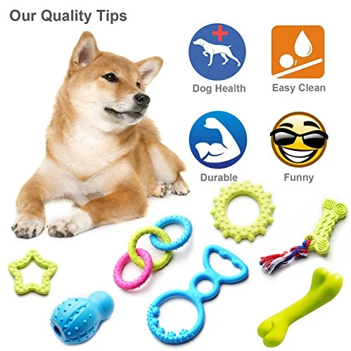 SZKOKUHO - Juego de 17 juguetes duraderos para masticar cachorros y perros, diseño de seguridad