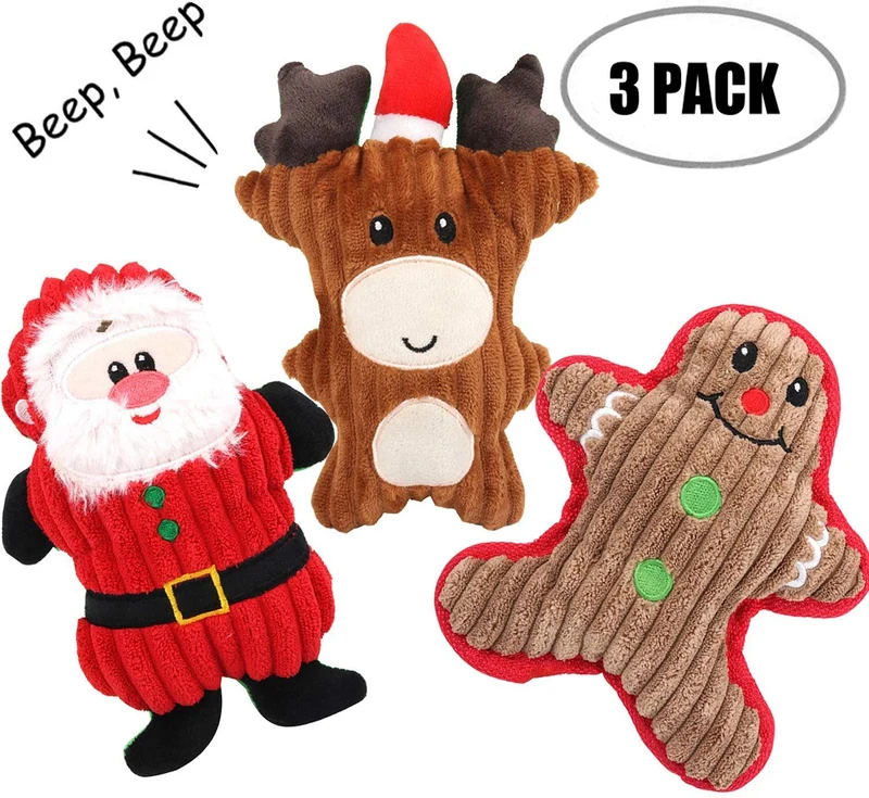 Legendog - Juguete de peluche para perro, juguete de Navidad para chirridos, paquete de 3 juguetes de Papá Noel, reno, muñeco de nieve, juguetes para mascotas pequeñas y medianas