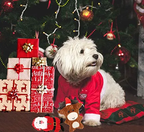 Legendog - Juguete de peluche para perro, juguete de Navidad para chirridos, paquete de 3 juguetes de Papá Noel, reno, muñeco de nieve, juguetes para mascotas pequeñas y medianas