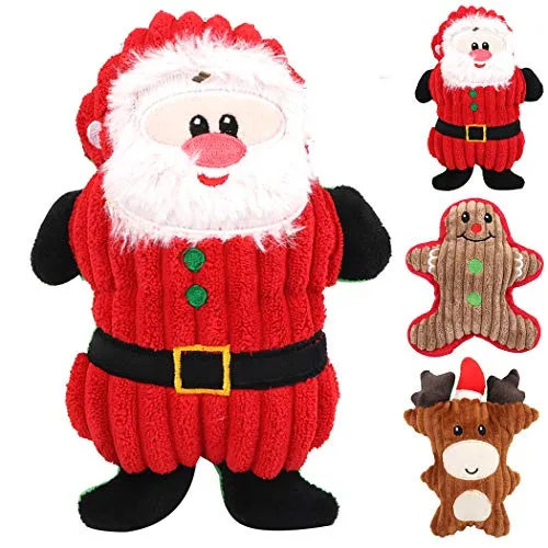 Legendog - Juguete de peluche para perro, juguete de Navidad para chirridos, paquete de 3 juguetes de Papá Noel, reno, muñeco de nieve, juguetes para mascotas pequeñas y medianas