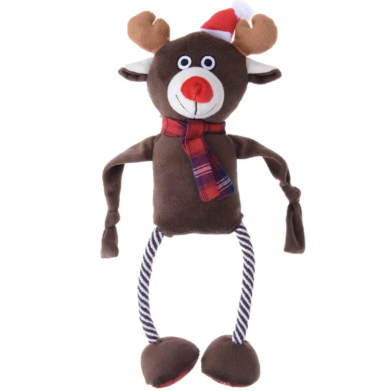 Juguetes de felpa para perros de Navidad Seneréal – Mejor juguete interactivo de masticar para mascotas jugando renos de 15.7 in