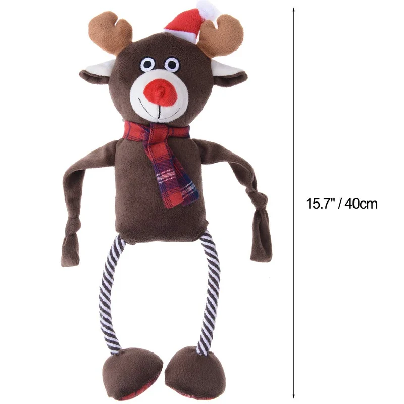 Juguetes de felpa para perros de Navidad Seneréal – Mejor juguete interactivo de masticar para mascotas jugando renos de 15.7 in
