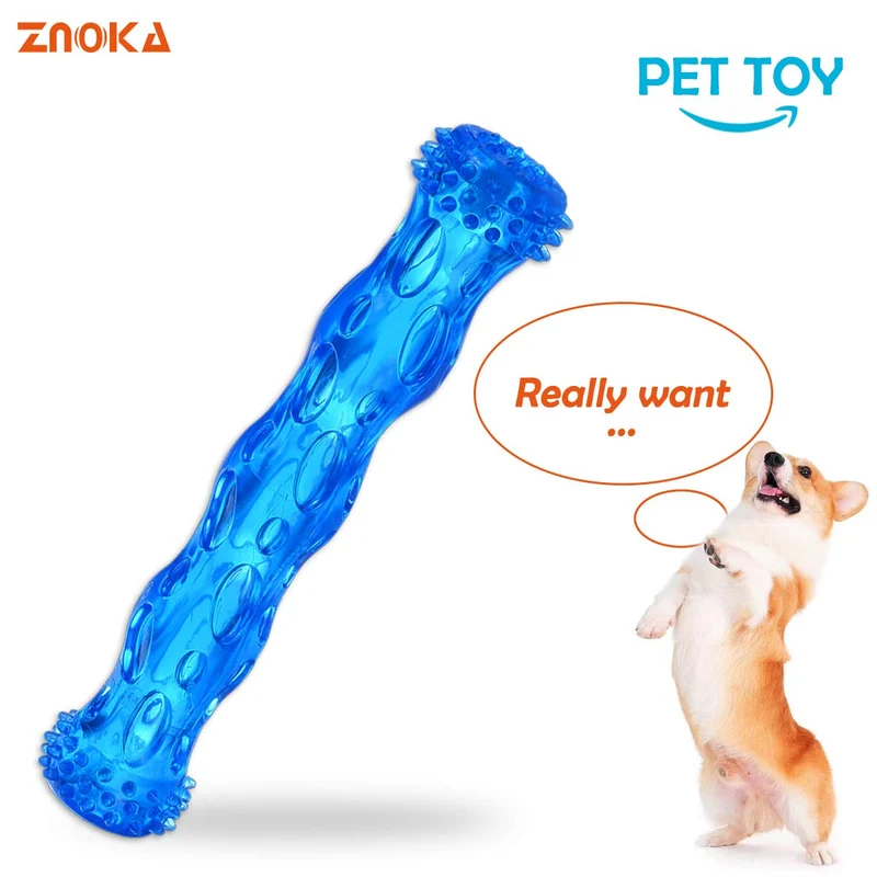 ZNOKA TPR Juguete para masticar huesos de perro, resistente a mordidas, de goma resistente, no tóxico, juguete de limpieza de dientes para masticar agresivamente, flotante y adecuado para uso en piscina, grande (azul)