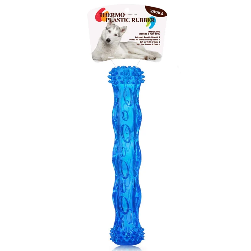 ZNOKA TPR Juguete para masticar huesos de perro, resistente a mordidas, de goma resistente, no tóxico, juguete de limpieza de dientes para masticar agresivamente, flotante y adecuado para uso en piscina, grande (azul)