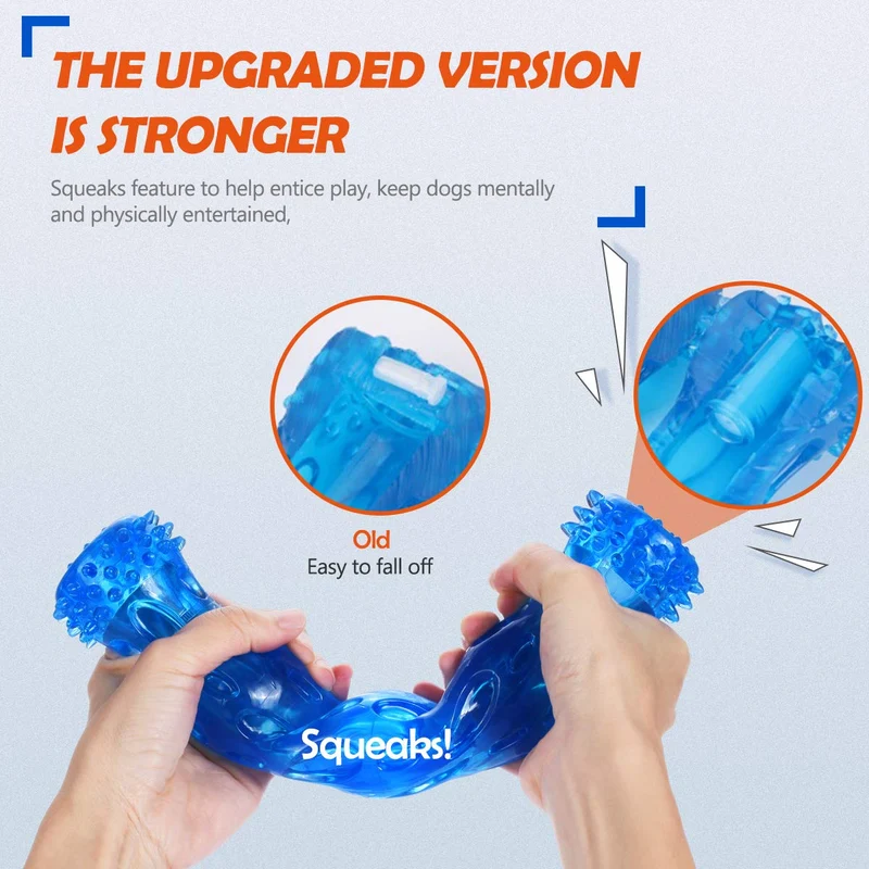 ZNOKA TPR Juguete para masticar huesos de perro, resistente a mordidas, de goma resistente, no tóxico, juguete de limpieza de dientes para masticar agresivamente, flotante y adecuado para uso en piscina, grande (azul)