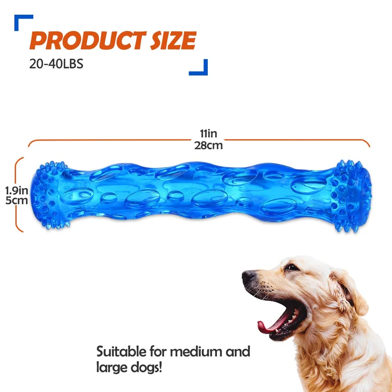 ZNOKA TPR Juguete para masticar huesos de perro, resistente a mordidas, de goma resistente, no tóxico, juguete de limpieza de dientes para masticar agresivamente, flotante y adecuado para uso en piscina, grande (azul)
