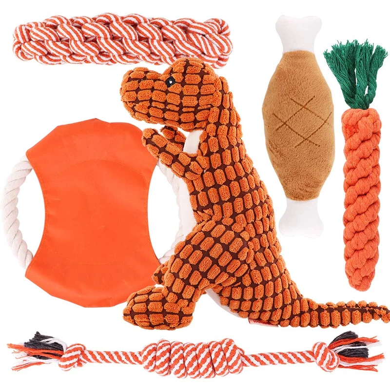 Petbobi Juguetes para perros Juguetes para dentición de perros, Juguetes para masticar mejor cachorro Juguetes de felpa para perro Juguetes para masticar Juguetes Squeaky Set de Cuerda con Bolas 6 piezas