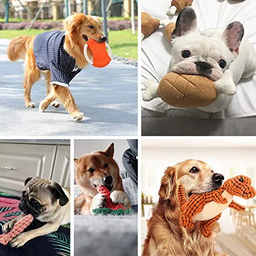 Petbobi Juguetes para perros Juguetes para dentición de perros, Juguetes para masticar mejor cachorro Juguetes de felpa para perro Juguetes para masticar Juguetes Squeaky Set de Cuerda con Bolas 6 piezas