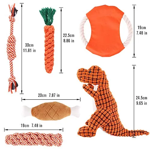 Petbobi Juguetes para perros Juguetes para dentición de perros, Juguetes para masticar mejor cachorro Juguetes de felpa para perro Juguetes para masticar Juguetes Squeaky Set de Cuerda con Bolas 6 piezas